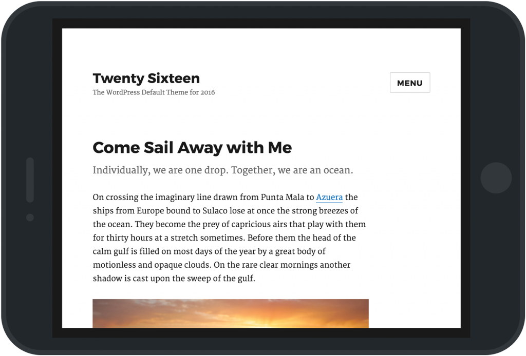 Twenty Sixteen или иначе казано 2016 е новата официална основна тема на WordPress 4.4
