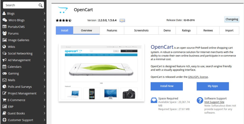 OpenCart Initial setup Installation